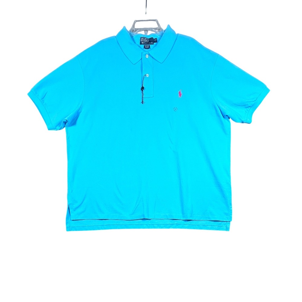 Mens 3XB Polo Ralph Lauren Polo Shirt Short Sleeve Cotton Big & Tall Bright Blue